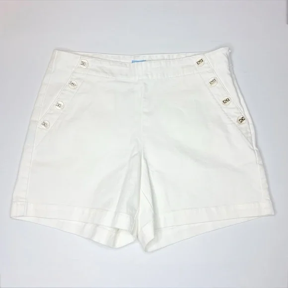 J McLaughlin White Dominica Shorts Sailor Button Cotton Stretch size 6 NEW - Picture 2 of 7